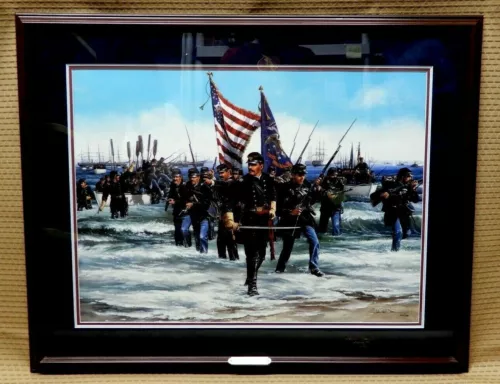 "LANDING AT FORT FISHER" JOHN PAUL STRAIN SIGNED AND NUMBERED PRINT #524 OF 600
