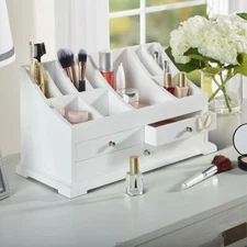 Hammacher Cosmetics White Make-up toiletries Organizer Case Box 3 bottom drawer
