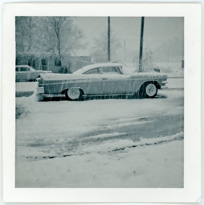 Vintage Snapshot Photo Two-Tone 1957 Dodge Royal Lancer Two-Door Hardtop in Snow
