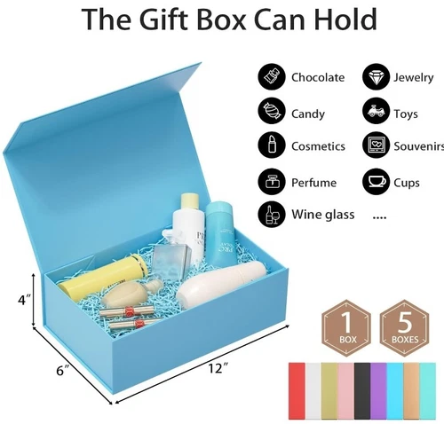 Blaue Geschenkbox, 9,5x6x3" Geschenkbox für Geschenke mit Deckel magnetisch - Bild 2 von 5