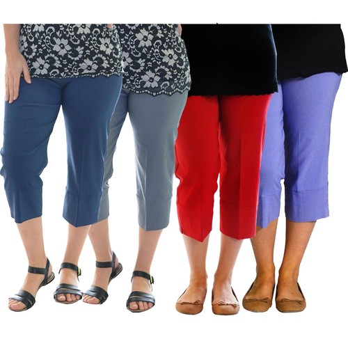 Ladies Plus Size Plain 3/4 Cropped 