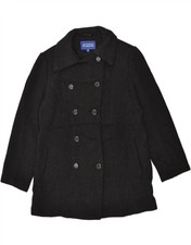 London Fog Womens Double Breasted Coat Uk 14 Medium Grey Wool Bd92