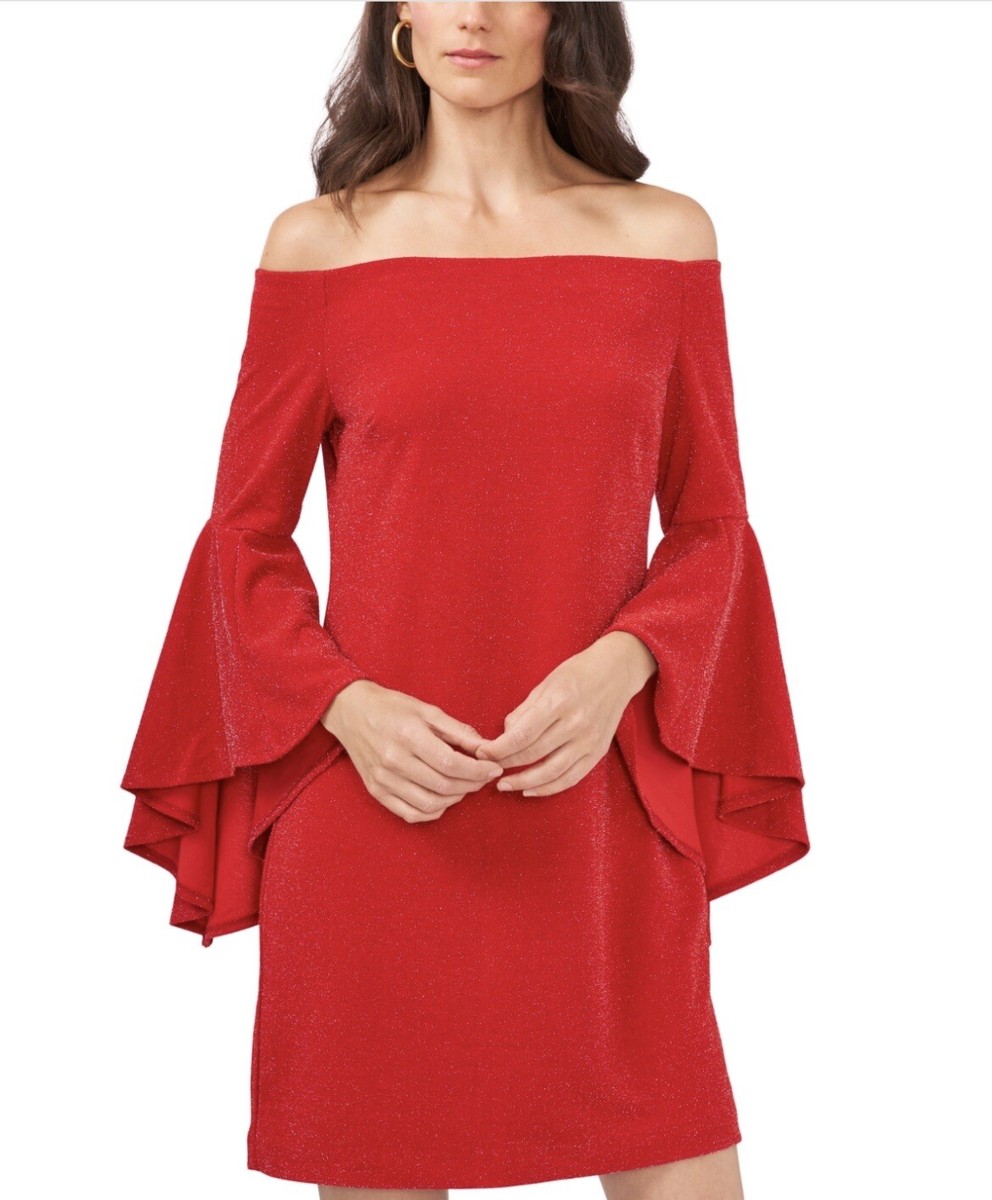vince camuto red off shoulder dress Vince Camuto Women's Off The Shoulder Flutter Sleeve Dress Red Size XS