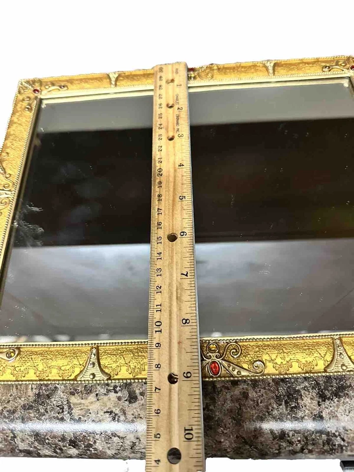 Gold Vintage Decorative Mirror & Makeup Mirror Square Antique - Image 4 of 4