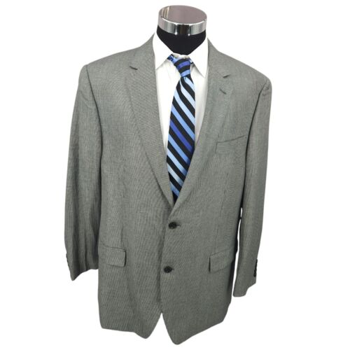 Izod Blazer Mens 46L Gray Birdseye Sports Coat Jacket 2 Buttons Rayon Blend
