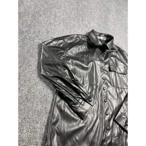 Ardene Women's Black Leather Shirt Button Closure Size Collared Size L - Imagen 2 de 19