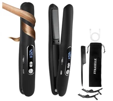Cordless Hair Straightener, Portable Ceramic Hair Straightener and Curler Black