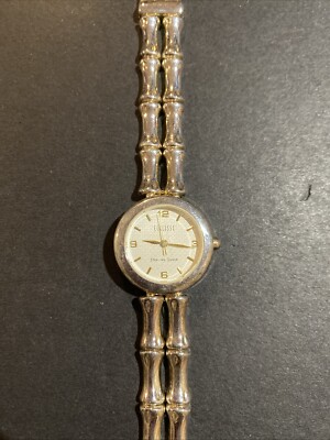 Ecclissi ladies 925 Sterling silver bamboo links bracelet watch NEW BATTERY Ecclissi Sterling Bamboo Link Ladies Wristwatch, Running W  main image 3