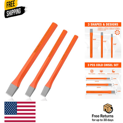 3-Piece Heavy-Duty Cold Chisel Set, Metal Chisel Set