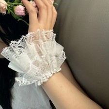 Floral Lace Arm Sleeves with Ruffled Edges Dance Outdoor, Breathable Elastic Cuf
