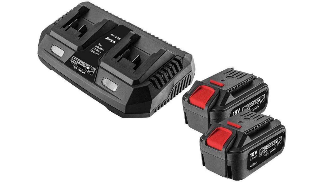 18v 2x 4ah battery set with dual charger energy+ 58ge134