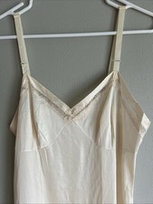 Vintage Lorraine Full Slip Nylon Lace Ivory Dress Size 38 USA lace bodice trim