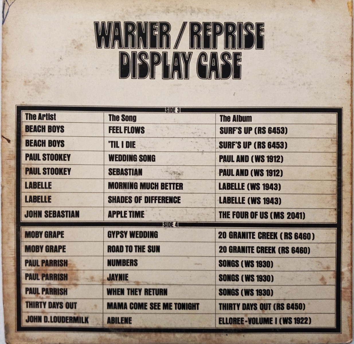 WARNER/REPRISE DISPLAY CASE PRO 503 - 2 LPS - "RARE PROMO"  SEE DESCRIPTION