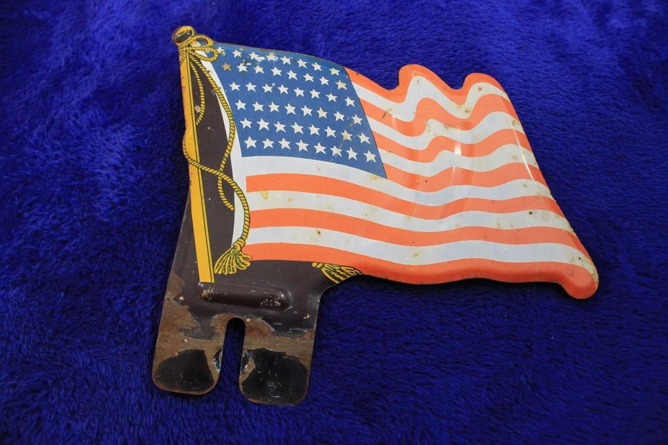 Vintage 48 Star American Flag License Plate Bumper Topper Accessory Badge - Изображение 4 из 4