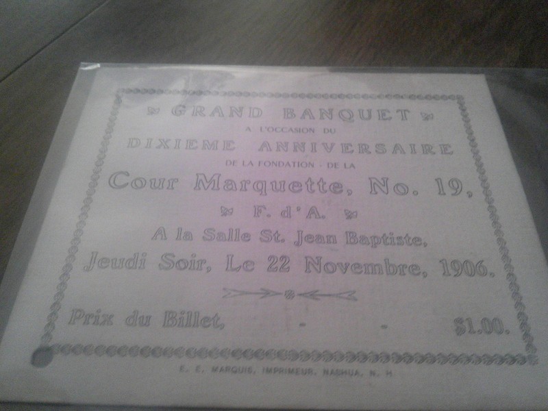 NASHUA N.H 1906  E.E. MARQUIS IMPRIMEUR  INVITATION