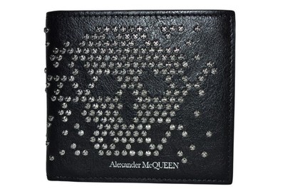 Alexander McQueen Pionier Calf Studed Skull Billfold Wallet Mens Brand New