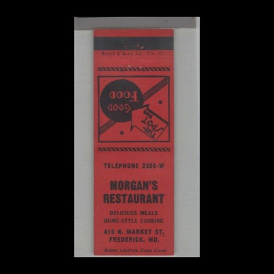 Matchbook Cover - Maryland - Morgan's Restaurant Frederick, MD