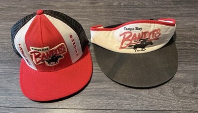 Vtg LOT Tampa Bay Bandits USFL Visor Snapback Hat Trucker 80s AJD Lucky Stripes
