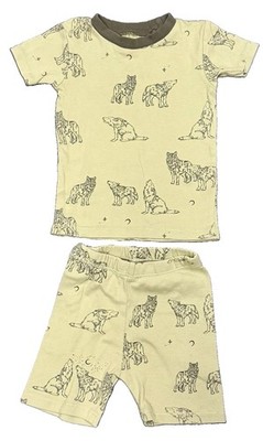 Burt's Bees Kids Snug Fit 2T 2-Piece Cotton Knit Wolf Pajama Set Beige/Gray 