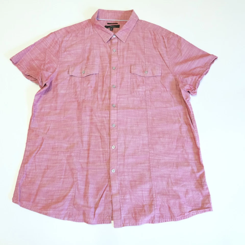 Camisa Marc Anthony Para Hombres 2XL XXL Calce Ajustado Solapa Bolsillo Abotonado Roja Manga Corta Foto 3 de 4