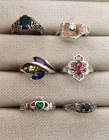 Lot of 6 Vintage Style Sterling Silver Rings w/ Gems
