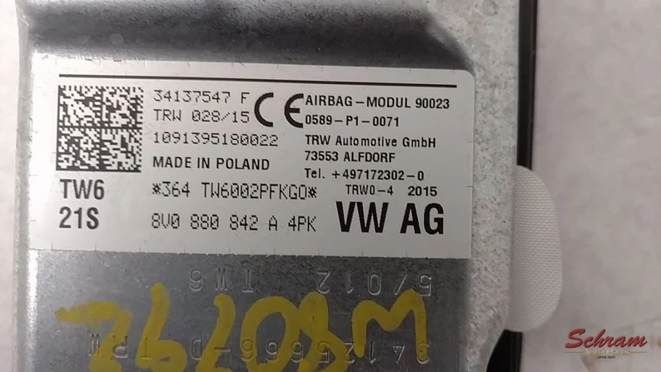 Passenger Air Bag Front Convertible Passenger Knee Fits 15-16 AUDI A3 1939947 - Image 3 of 4