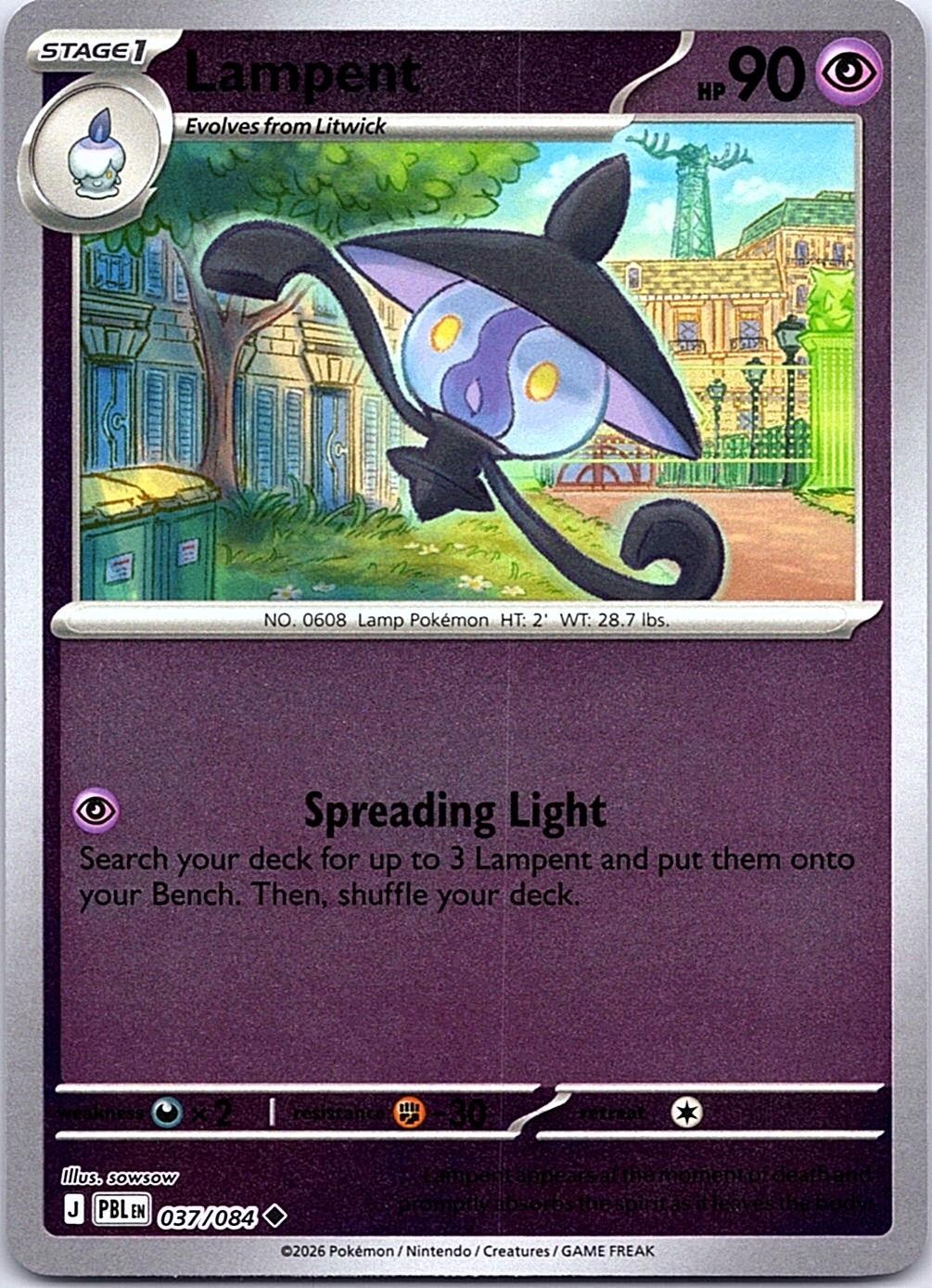Lampent 037/084 Uncommon Pitch Black Pokemon Reverse Holo Near Mint