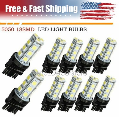 10pcs 3157 3156 18SMD LED Reverse Tail Brake Signal Light Bulbs 6000K Cool White