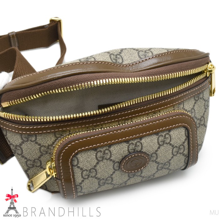 Gucci GG Supreme Beige Ebony Mens Belt Bag 682933