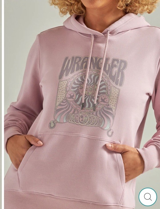 Wrangler Women's Lilac Groovy Sun Hoodie Western Retro Fleece Sweatshirt Lrg