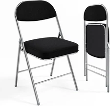VINGLI 2 Pack Folding Chairs with Padded Seat & Backrest, Metal Frame, Durable C