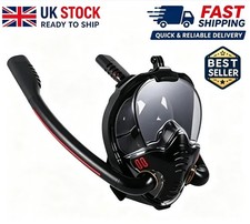 Full Face Snorkel MaskDouble-Tube Dry Top Diving Mask 180&deg;Panoramic Anti-Fog UK