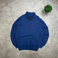 Polo Ralph Lauren Sweater Blue 1/4 Zip Pullover Mens Size XL
