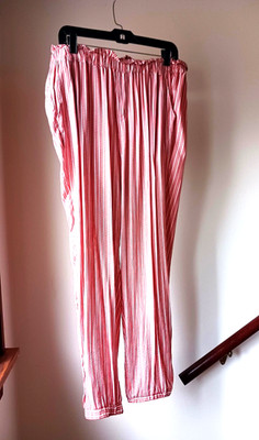 Red-striped Pull-on Pants, Rayon, Womens Size XL, Pockets, Washable, High Rise