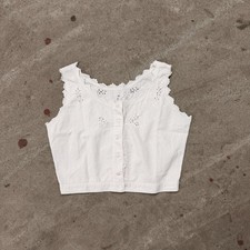 Antique Edwardian Broderie Anglaise Corset Cover Top Monogram  M  White Cotton