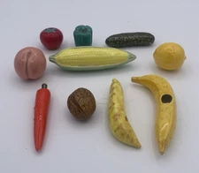 Vintage Ceramic Miniature Fruit and Vegetables Colorful Lot