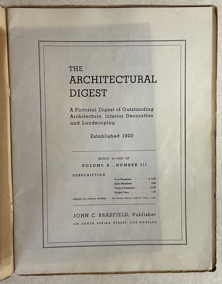 1941 The Architectural Digest Volume X Number 3-Style-Conscious Subscribers - Image 2 of 4