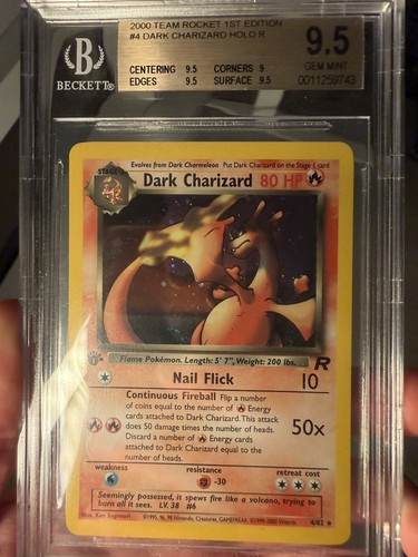 Pokémon Team Rocket 2000 1st Ed Holo Dark Charizard 1st Edition 9.5 GEM Mint