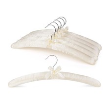 6 Pack Satin Padded Hangers Women 17 Inch Foam Fabric Bride Wedding Beige