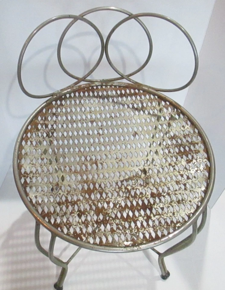 Taburete de tocador con cojín dorado vintage MCM taburete de maquillaje silla Regency BSMT Foto 4 de 4