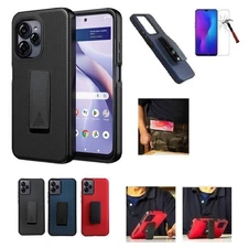 For Blu View Speed Ultra 5G, Shockproof 360◦ Rotating Belt Clip Case Cover + TG