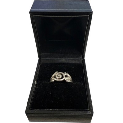 Vintage Sterling Silver Flower Band Design Ring Size K 1/2 925 Hallmarked