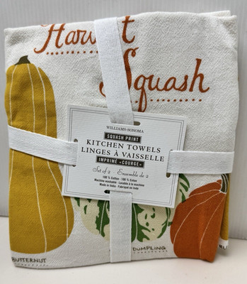 2 Williams Sonoma Harvest Lines a Vaisselle Kitchen Towel Pumpkin Harvest Squash