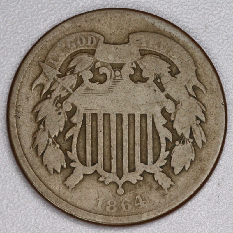 1864 Large Motto Two Cent Piece 2C - Good