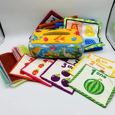 Baby First Tissue Box Soft Crinkle Cloth Sensory Early Preschool Learning Toy