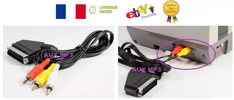 CABLE PERITEL VIDEO SCART POUR NINTENDO NES de france