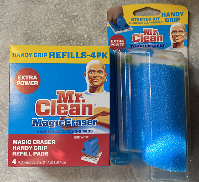 Mr. Clean Magic Eraser Handy Grip Starter Kit + 4 Refill Pads 5 Pads Total