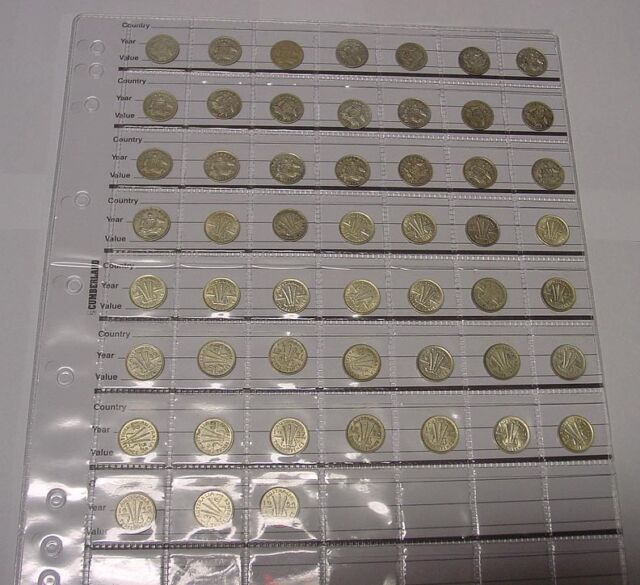 1910 to 1964 Australian Threepence complete set in new coin page. 3S9051 1910 to 1964 Australian Threepence complete set in new coin page. 3S9051