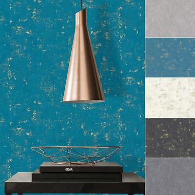 AS Creation Uni Rustikal Industrial Stein Beton Tapete Struktur Metallic