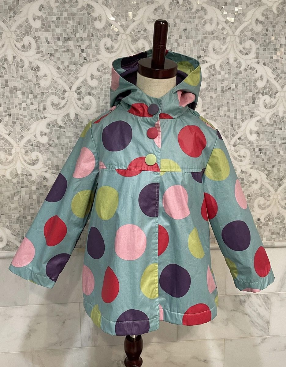 Next UK Sz. 3 4 Y Fleece Lined Raincoat Polka Dot Girls Rain Jacket